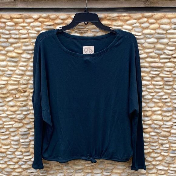 Oversized Hunter Dark Green Cropped Long Sleeve Drawstring Tee. Medium. New NWT - Picture 4 of 9